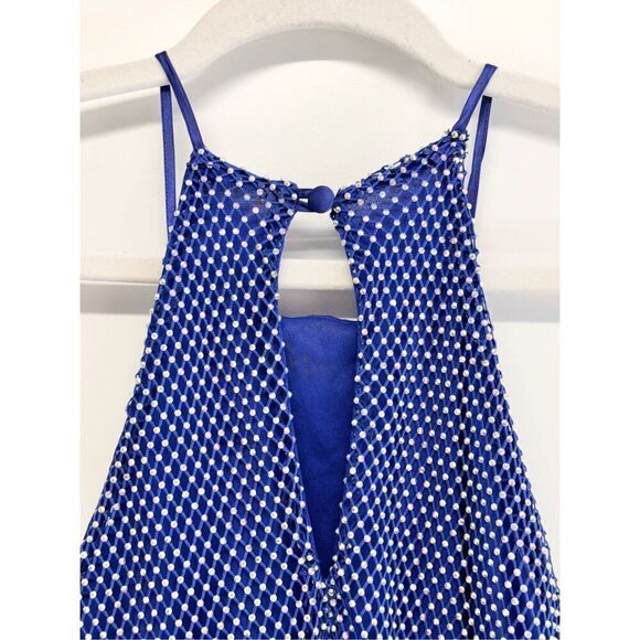 B Darlin‎ Halter Dress Size 5/6 Juniors Embellished Blue Maxi Gown NEW - Picture 7 of 9